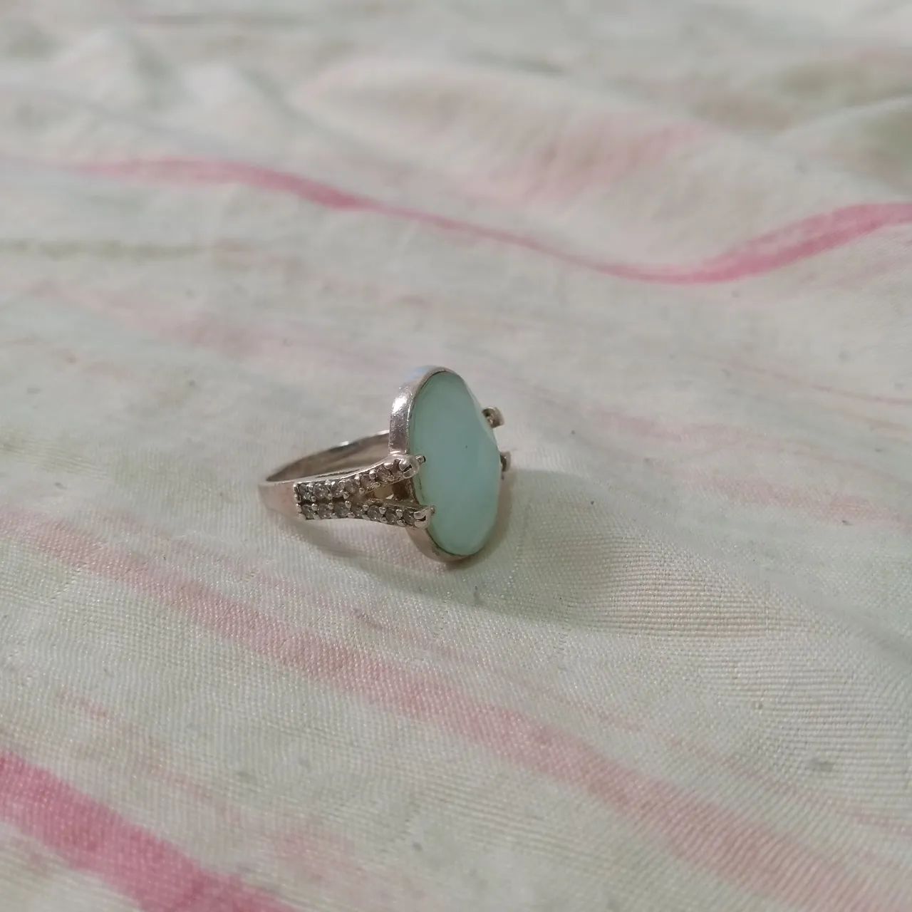 Anel prata 950 pedra ágata azul 