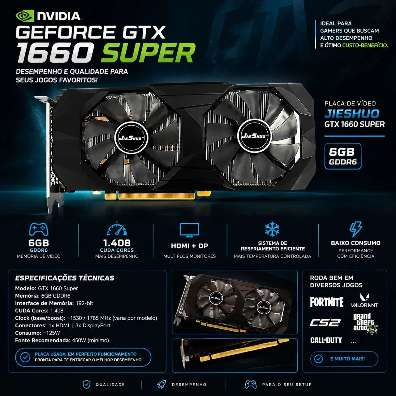 Placa de vídeo GTX 1660 super - oportunidade!  - Foto 2