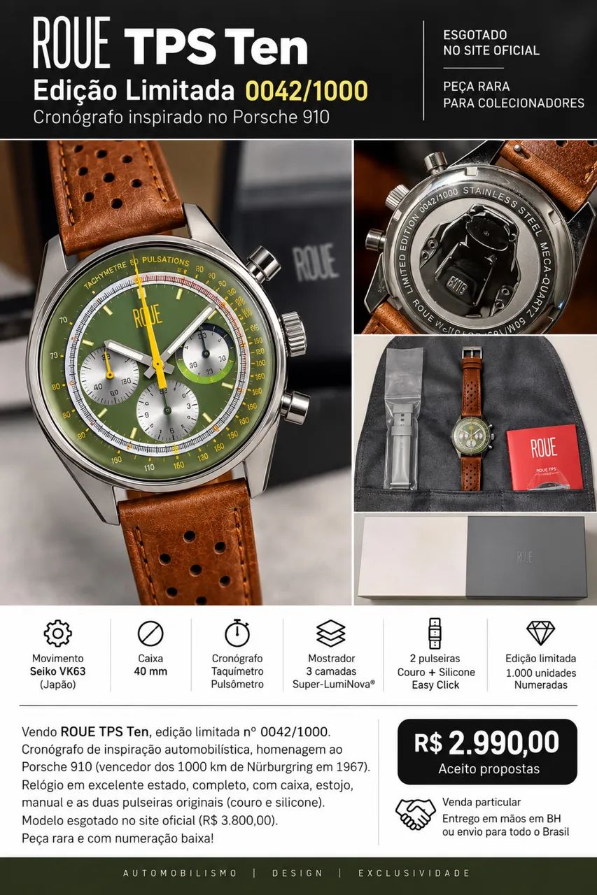 RELÓGIO ROUE TPS ED. LIMITADA ORIGINAL! 