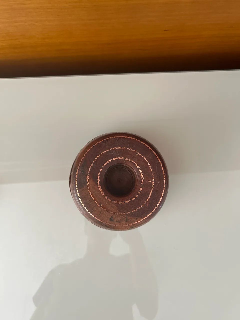 Porta velas artesanal em madeira com detalhe em cobre - Foto 6