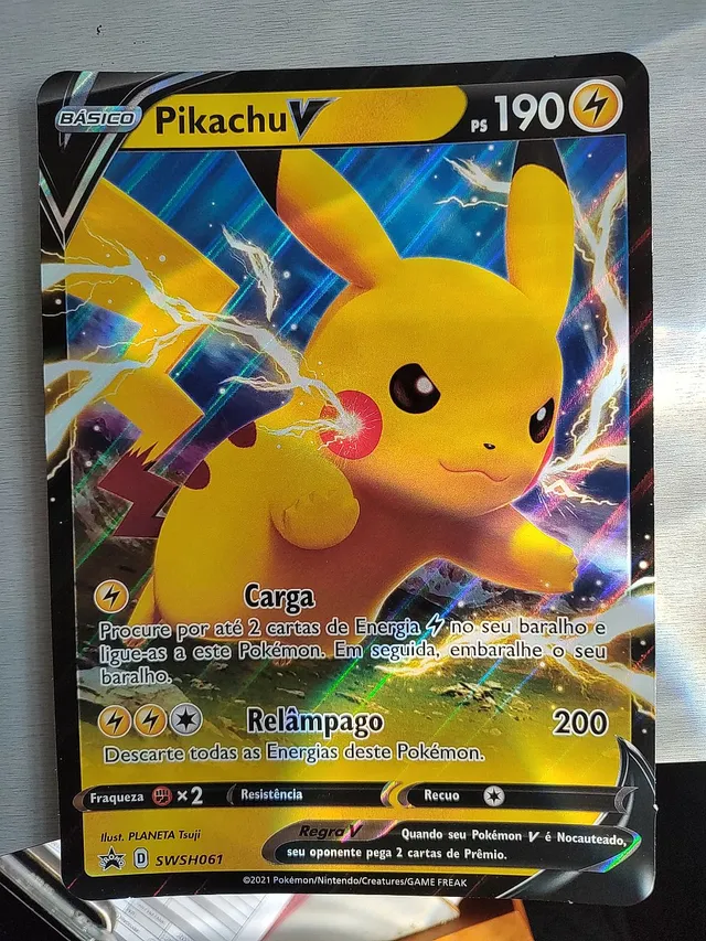 Carta Pokemon Pikachu V + 20 Cartas Vmax V Aliados Gx Shiny