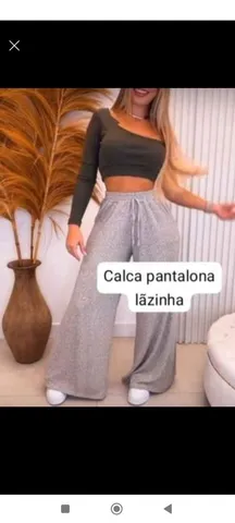 Calça pantacourt preta e cinza Tam único 