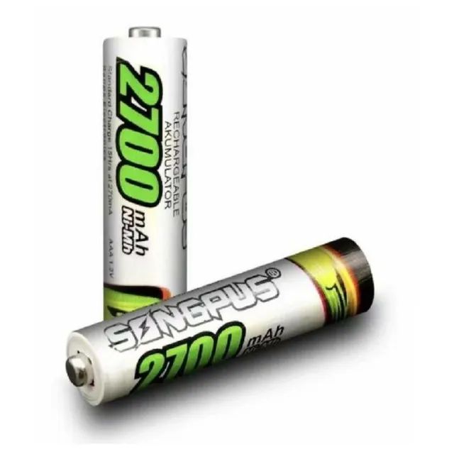 02 pilhas recarregáveis AAA palito 2700 mah