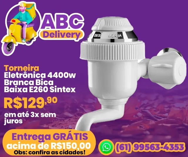 Torneira Eletrônica 4400w Branca Bica Baixa E260 Sintex