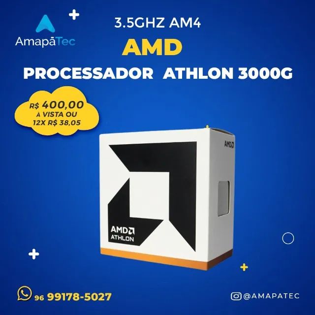 Processador AMD Athlon 3000G, 3.5GHz, Cache 5MB, Dual Core 4 Thread AM4 Radeon VEGA 3