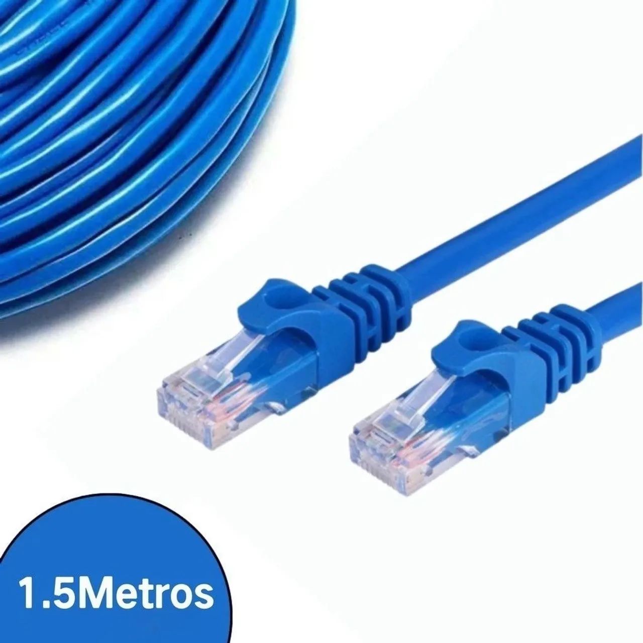 Cabo de Rede Azul Internet Reforçado 1,5m Pronto para Uso 