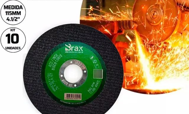 Disco de Corte Fino Inox para Esmerilhadeira 4.1/2 X 1,0 com 10 Pçs Brax - Foto 5