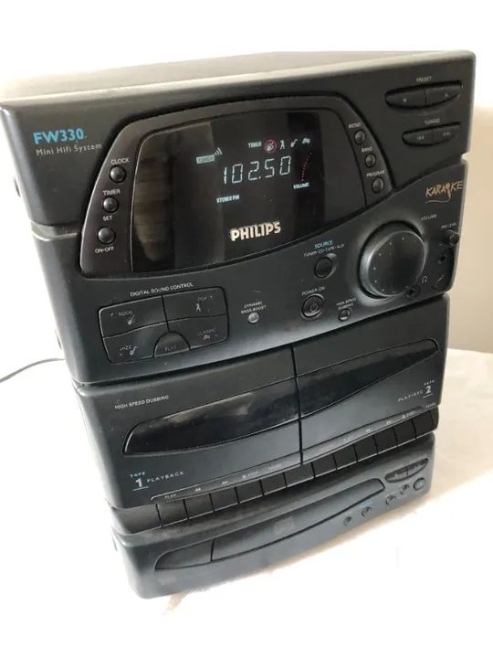 Philips FW330 Mini Hifi System - rádio, relógio, 2 toca k7, toca CD e Karaokê - Foto 2