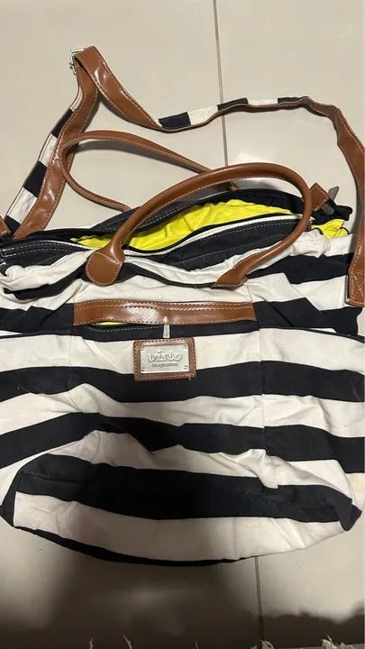 Bolsa Visto Imaginarium Listrada Preta e Branca