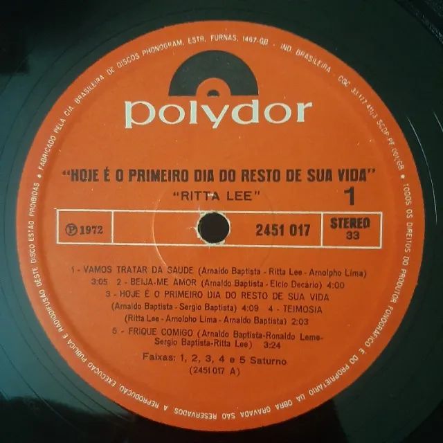 Lp Disco de Vinil Rita Lee Hoje É O Primeiro Dia Do Resto Da Sua Vida 1972 Polydor 1a Ed - Foto 6