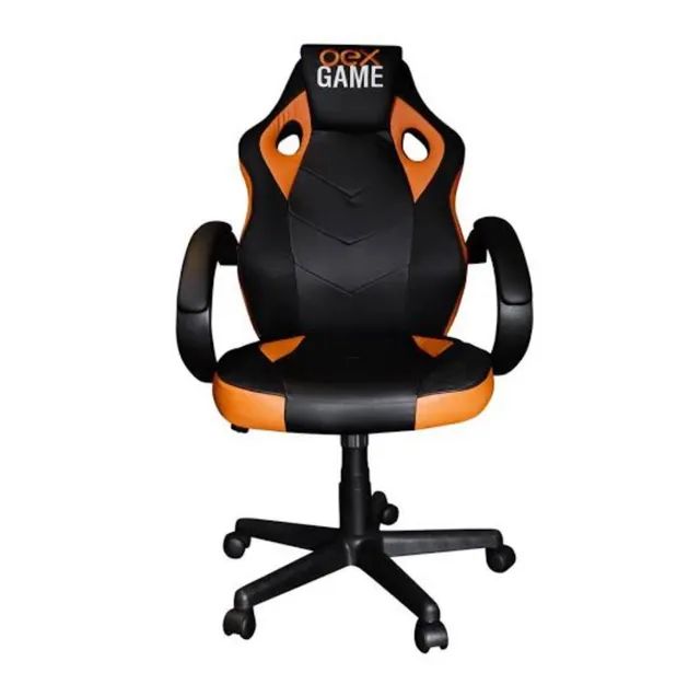 Cadeira Gamer Oex Gc200 Estofado 100kg Preto E Laranja