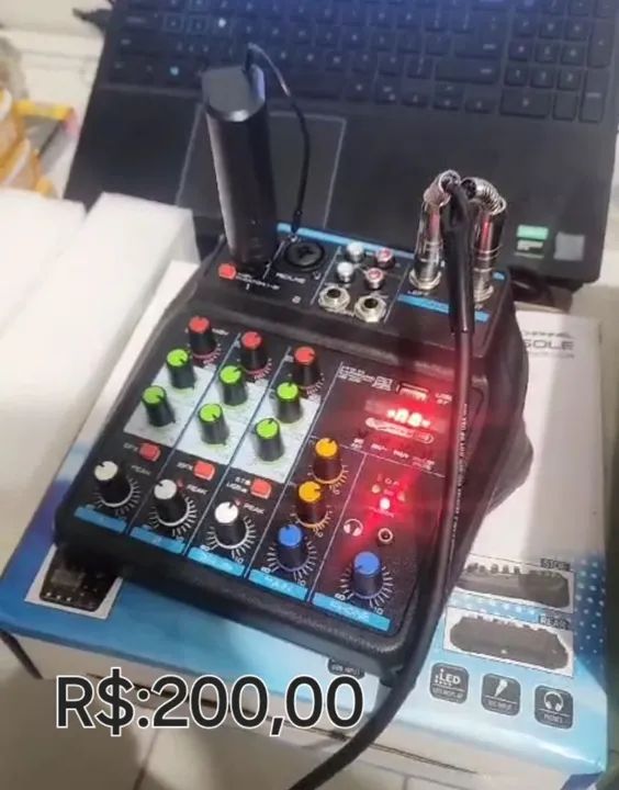 Mesa de Som 4 canais 5 volts  Com Bluetooth e USB. - Foto 3