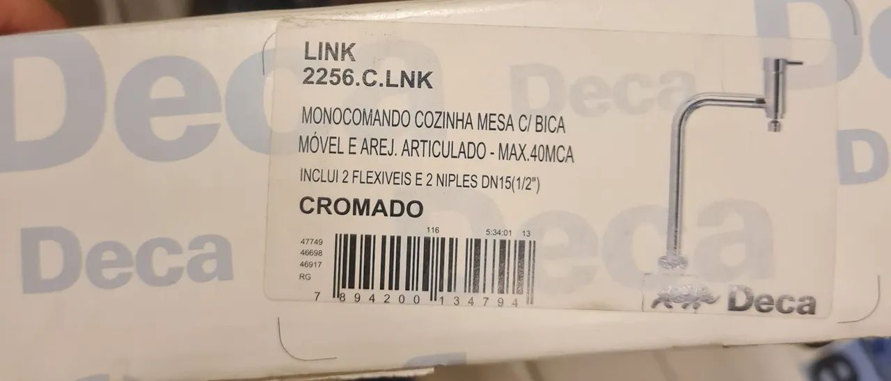 Torneira Monocomando para Cozinha Deca 2256.C.LNK Cromada