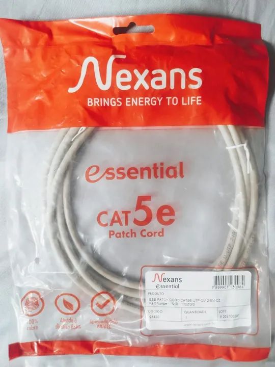 Cabo de Rede CAT5e Patch Cord Nexans 2.5m