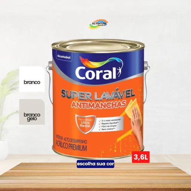 Tinta Coral Super Lavável Premium Eggshell Lata Galão  - Foto 3