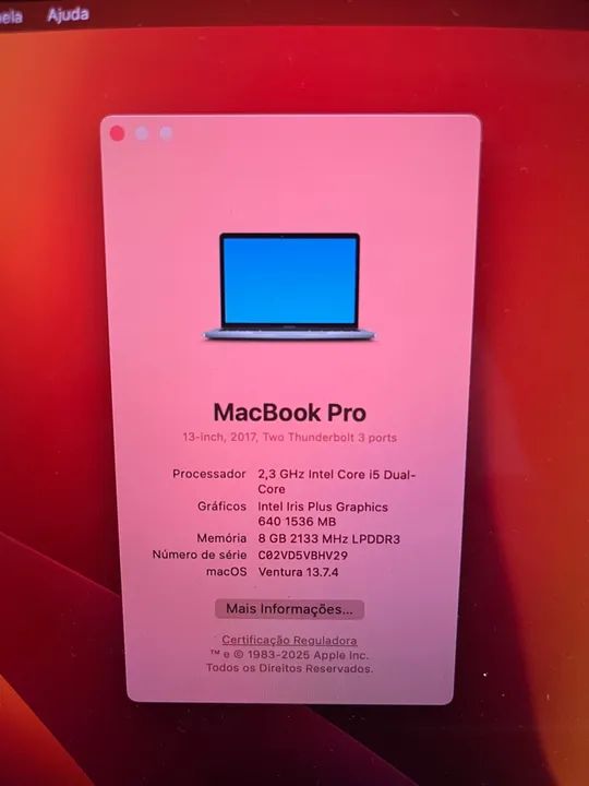 Notebook Apple Macbook Pro 13 2017 retina