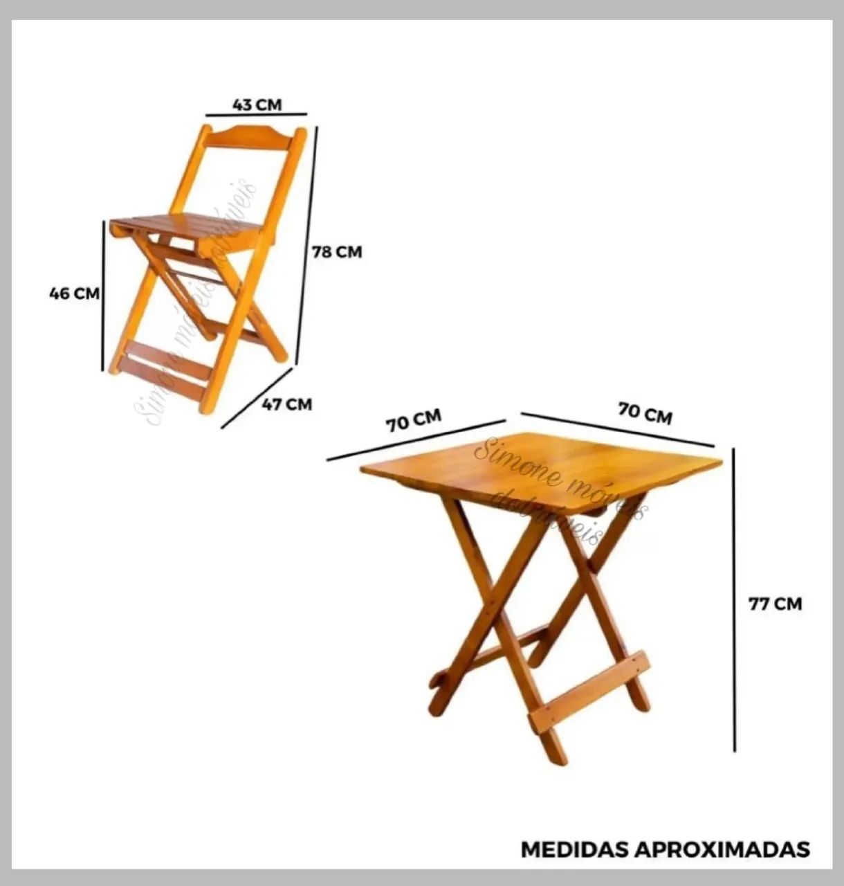 Mesa dobrável 70x70 madeira - Foto 4