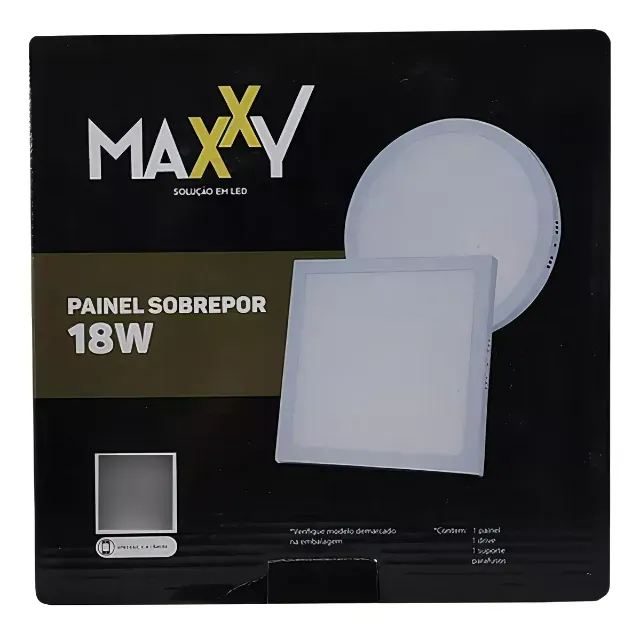 Painel Led Sobrepor Quadrado 18w 6500k branco frio