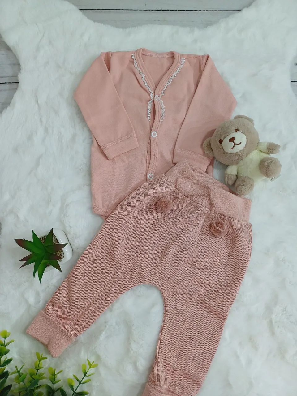 Saída de Maternidade rose Body calça bebe baby menina