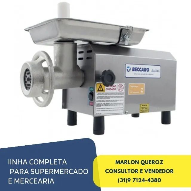 Moedor de Carne Boca 8 Bivolt Inox Novo