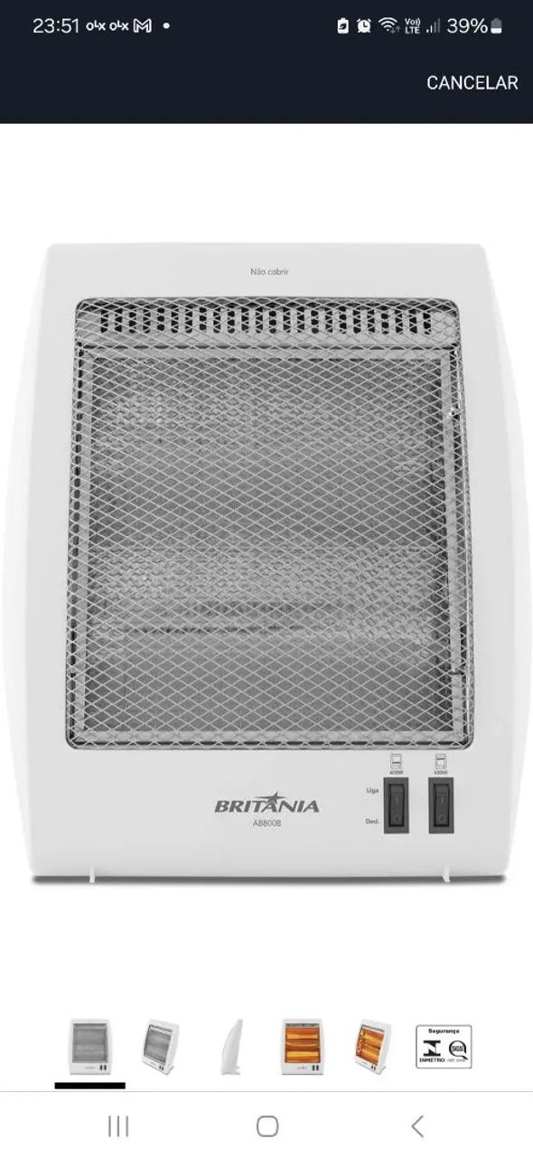Aquecedor Britânia AB800B 220v - Foto 2