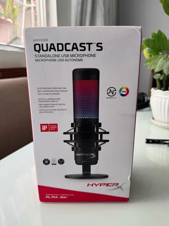 Microfone Gamer HyperX Quadcast S Antivibração