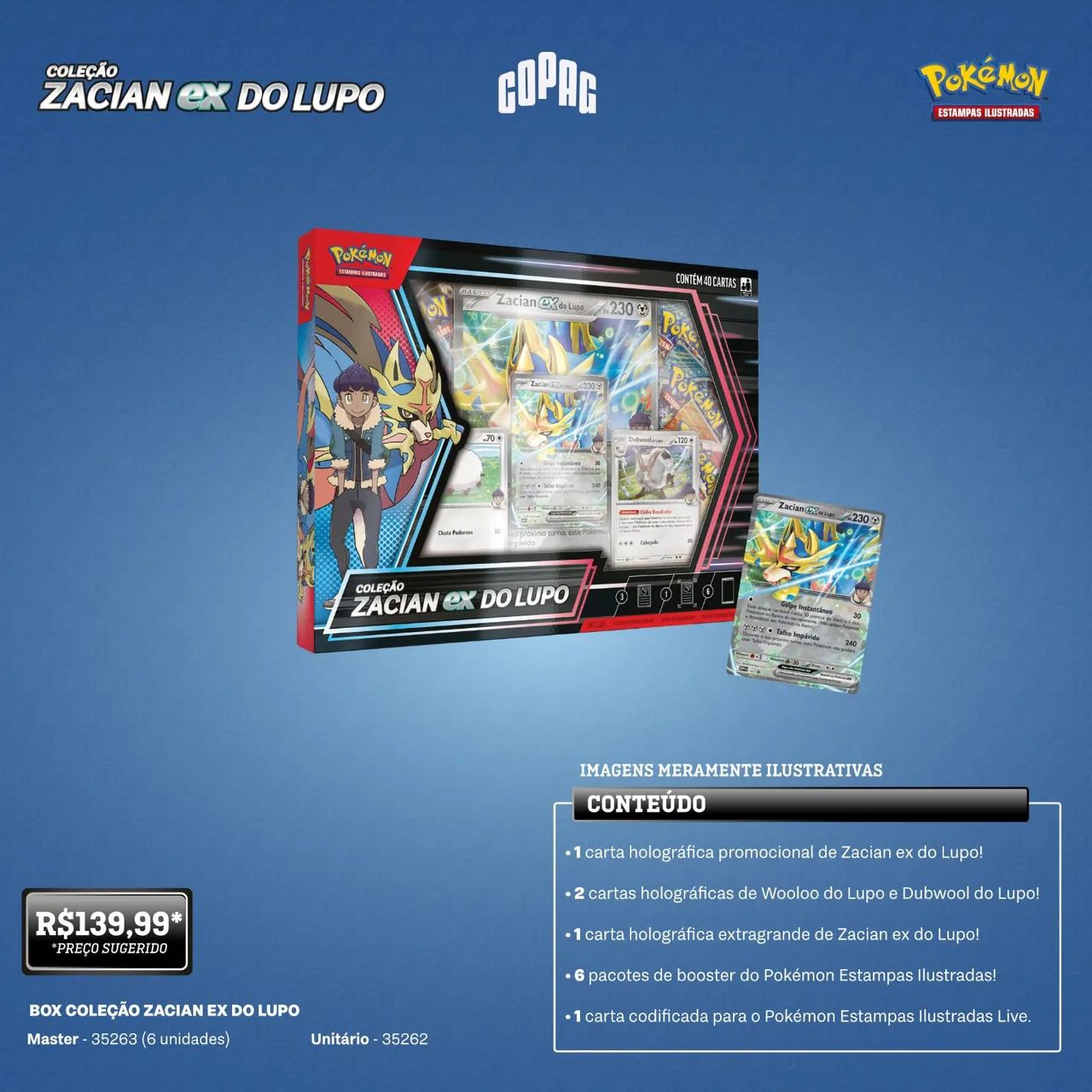 Coleção Box Cartas Pokémon Zacian EX do Lupo - Foto 2