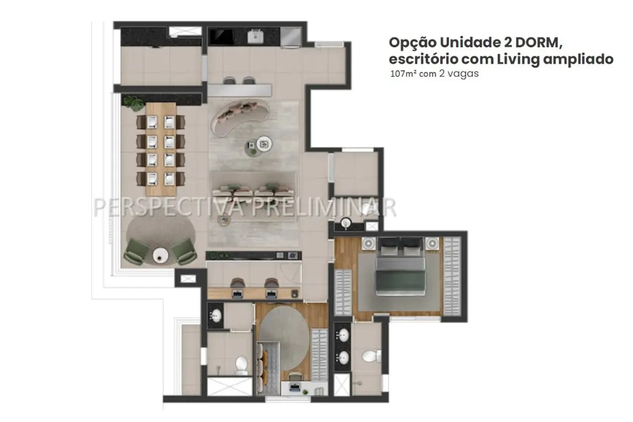 Apartamento tipo para venda com 3 quartos, sendo 2 suítes, 107m²