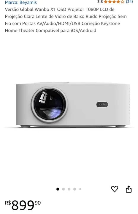 Projetor Wanbo X1 1080P Full HD - Tela Grande e Imagem Incrível!