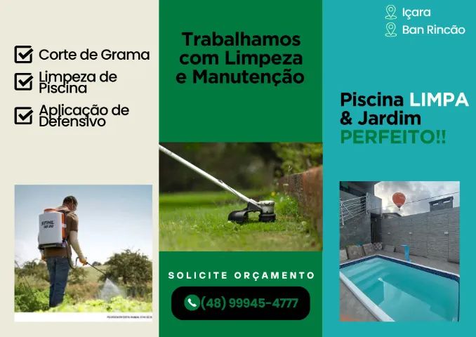 Manutenção de piscina e corte de grama 