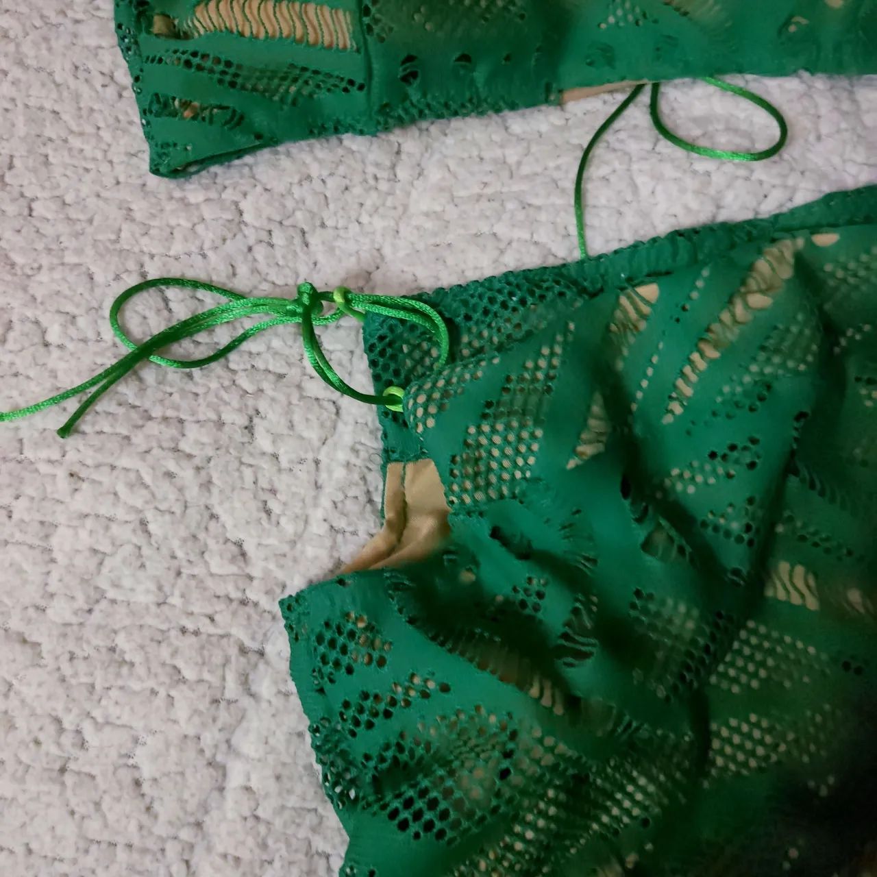 conjunto saída de praia verde renda - Foto 2