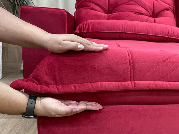 Sofá Retrátil Reclinável 2,00 m Vermelho Molas Ensacadas a54 - Foto 4