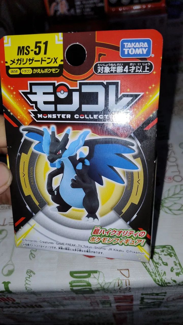 Miniatura Pokemon Mega Charizard X MS 51 Moncolle Takara Tomy na caixa
