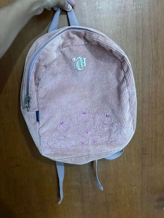 Mochila veludo cotele capricho media - Foto 3