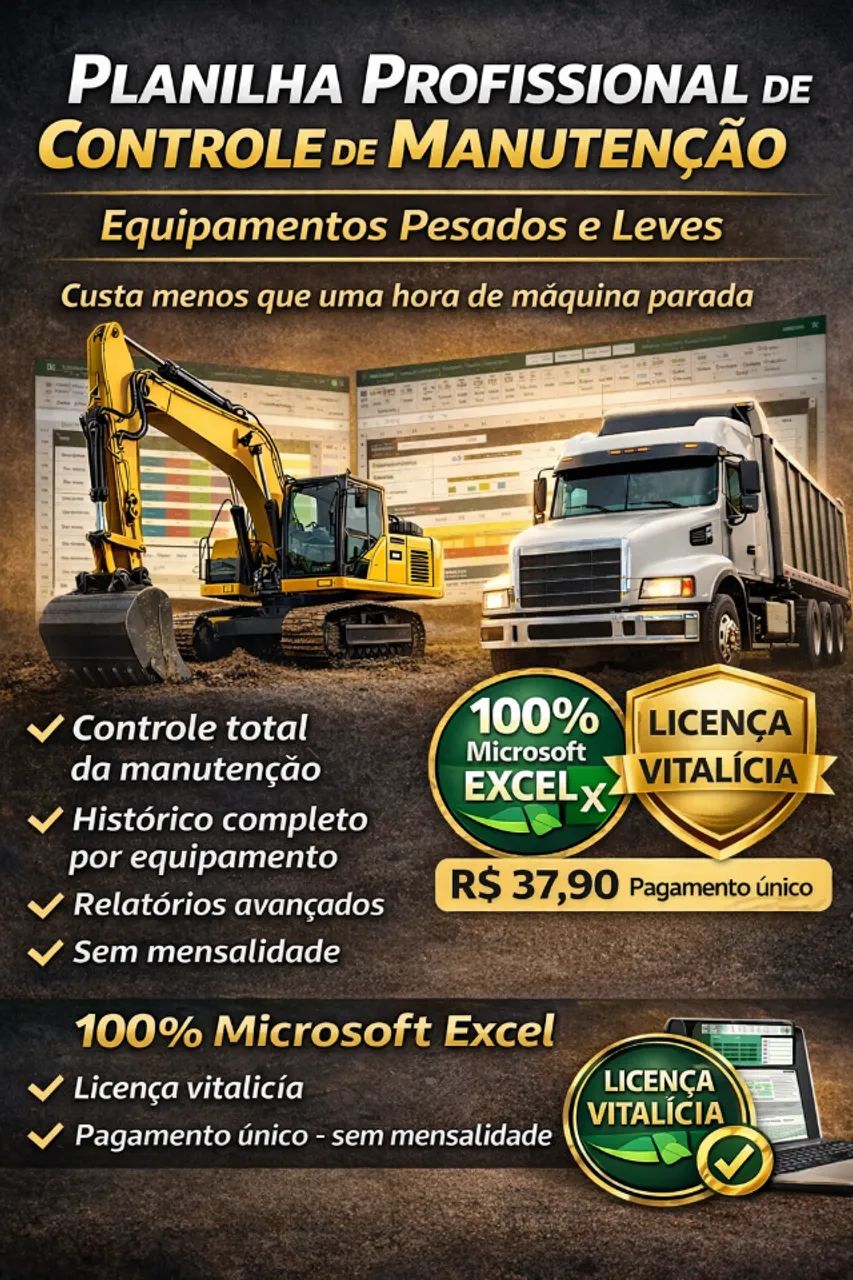 Planilha Profissional De Controle De Manutenção (Pesada e Leve)