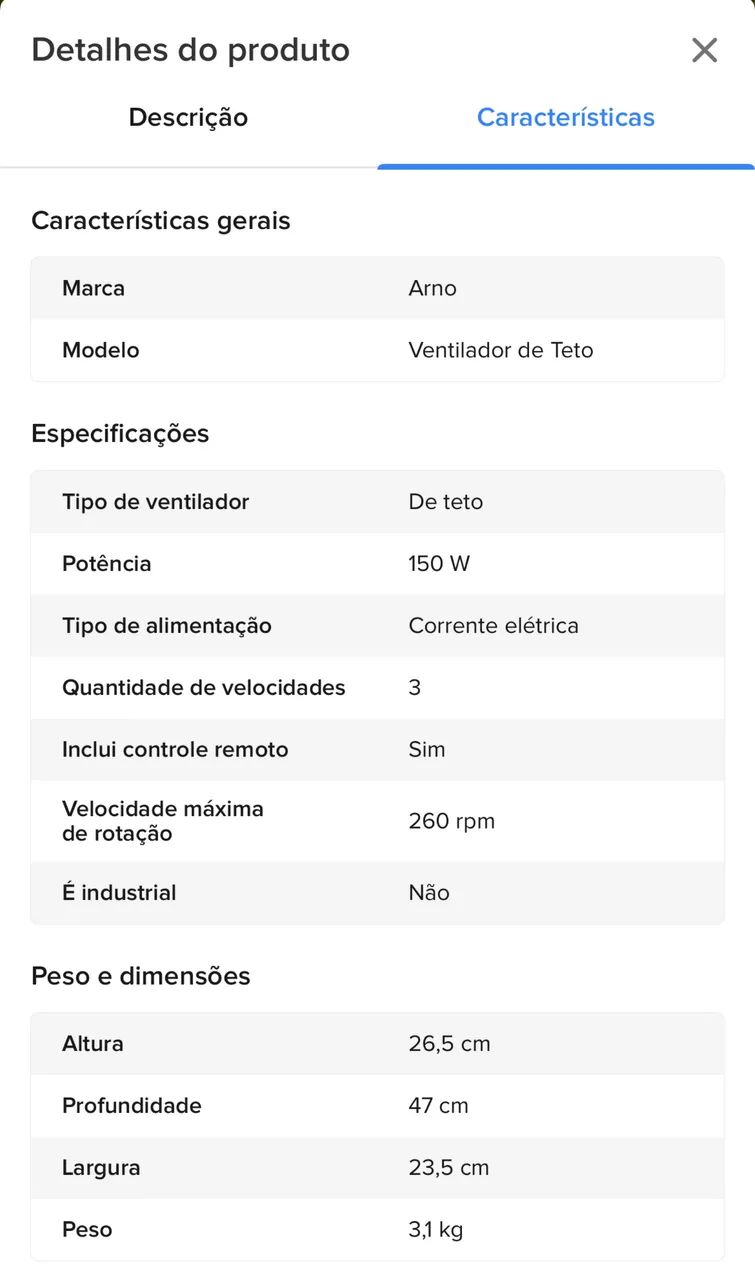 Ventilador Teto Arno Bivolt Branco 3 Pás Contro. Remoto Vx13 127/220v
