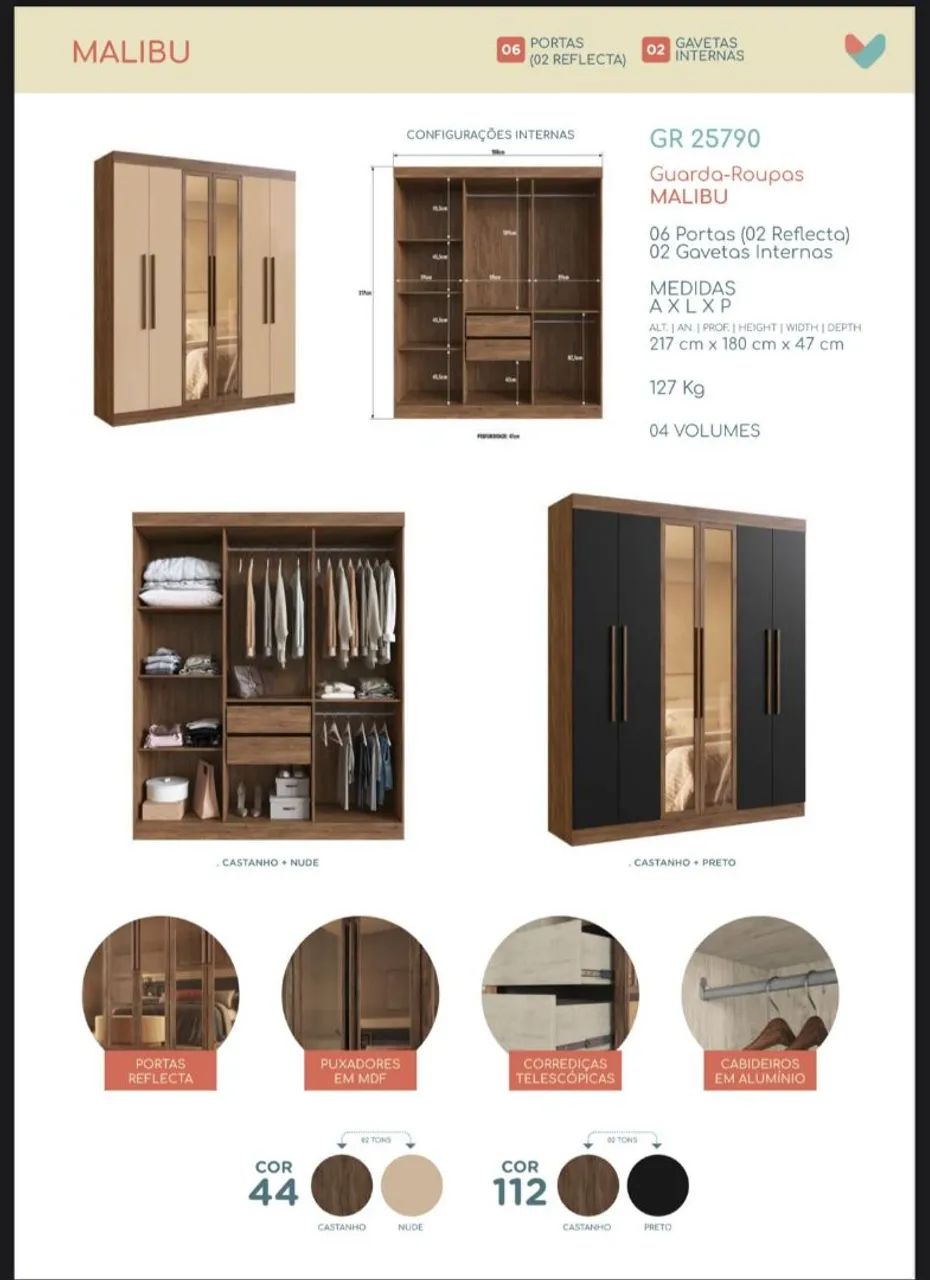 Guarda-Roupa Moderno com Espelho - Foto 3
