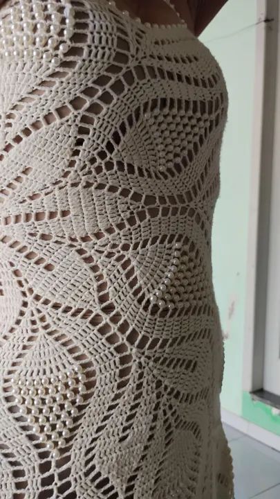 Vestido artesanal  Crochê Casamento/ Versátil nude - Foto 5