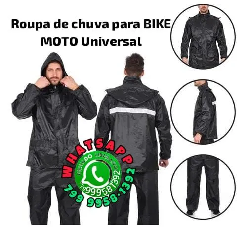 Capa / Roupa de Chuva com capuz e viseira para Bike moto Universal