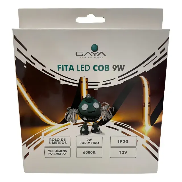 Fita Led NOVA Cob 9w 12v Ip20 5m 900l Branco Frio 6000k Gaya Branco-frio 110V/220