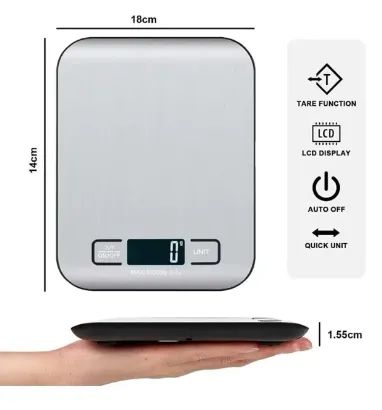 Balança Digital de Cozinha Inox alta precisão com Visor digital de ate 10Kg z1321 - Foto 4