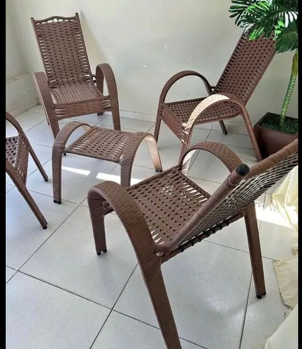Jogo de terraço de fibra de nylon vem 4 cadeiras e um centro - Foto 4