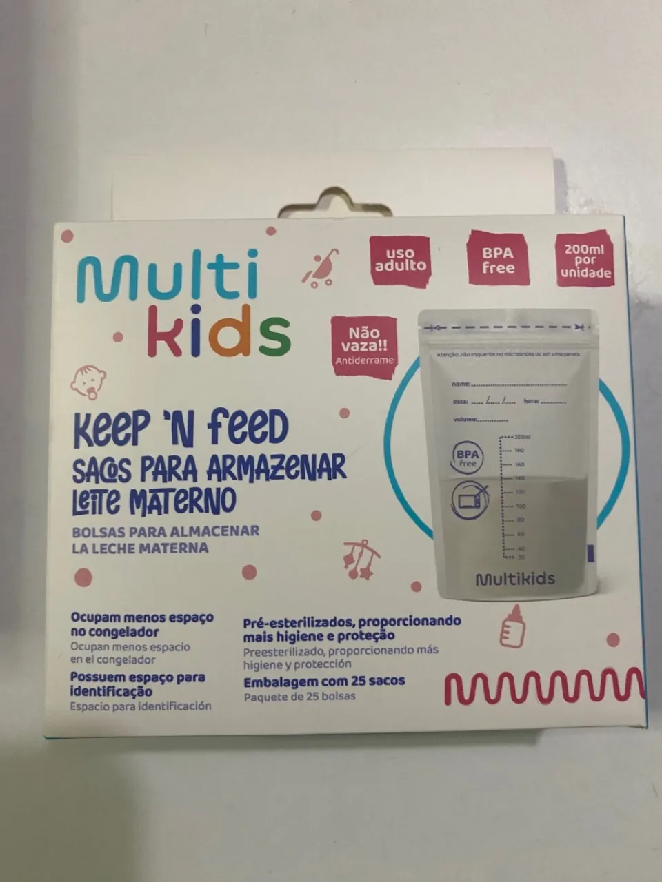 Sacos para armazenamento de leite