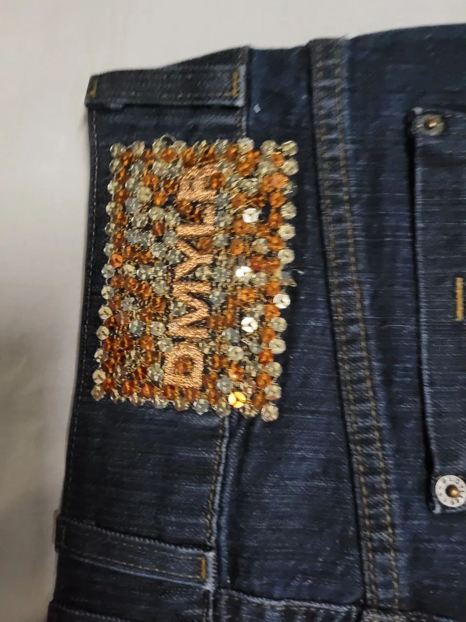 Saia Jeans Damyller Detalhe Bordado - Foto 3