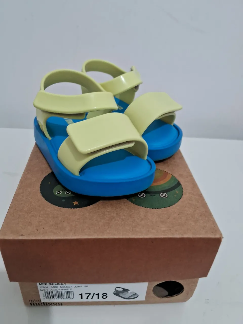 Sandália Melissa Jump Bebê 17/18 Azul e Amarelo