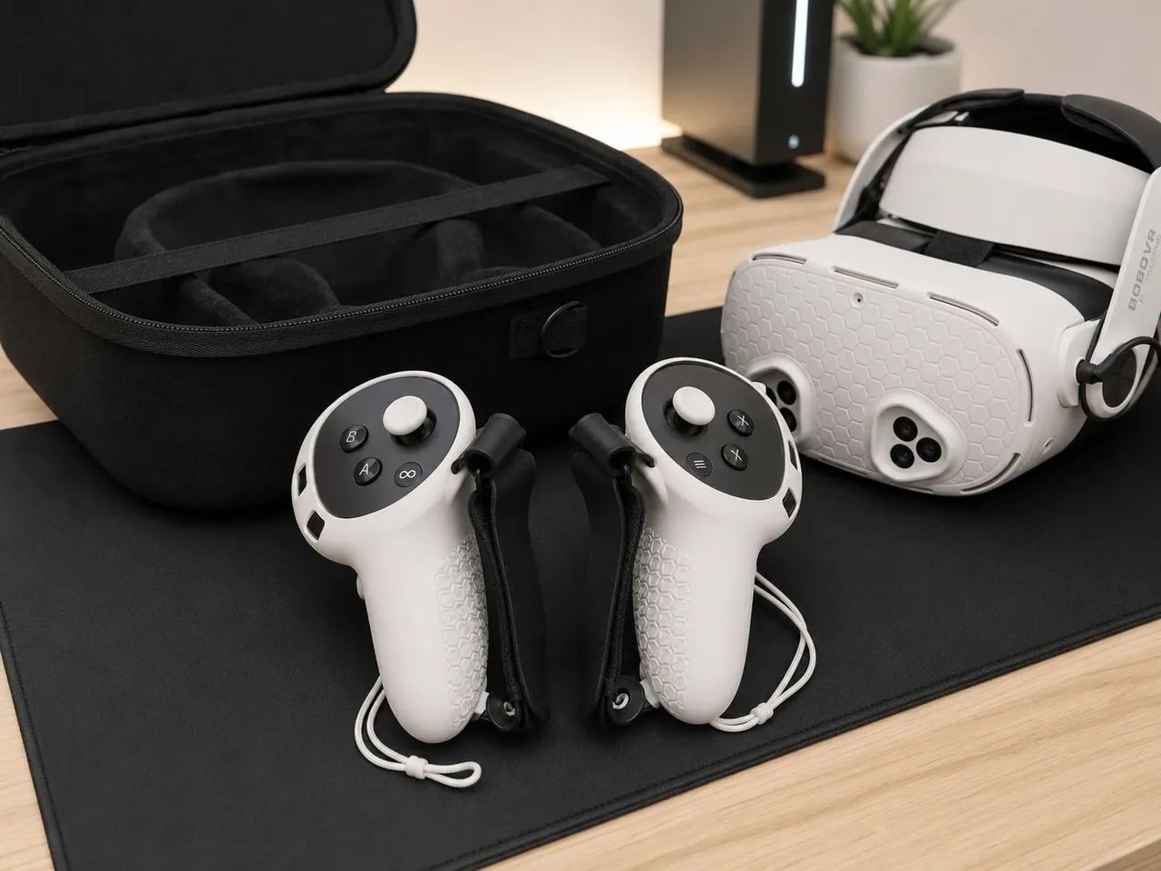 Meta Quest 3S 128GB completo + BOBOVR + case DEVASO + cabo Link