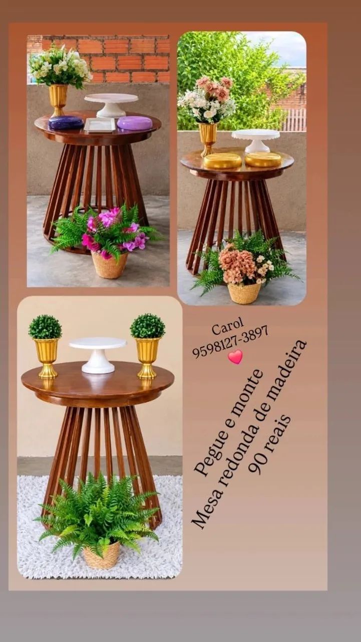 Mesa redondo para decoração 