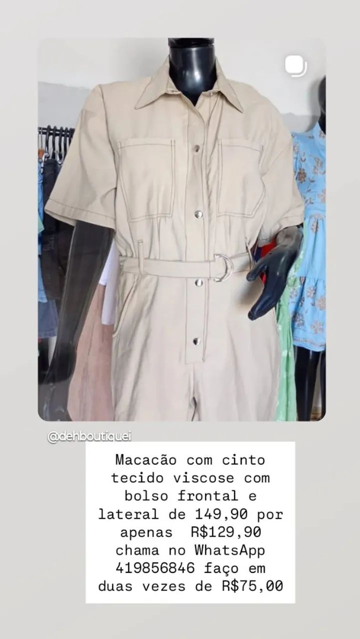 Vendo macacao curto viscolinho com bolso e cinto s  - Foto 2