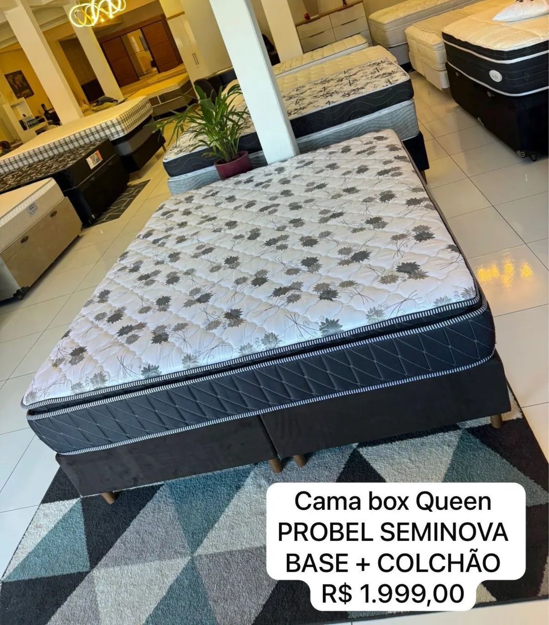 Cama Queen Com colchão PROBEL SEMINOVA - Entrego! 