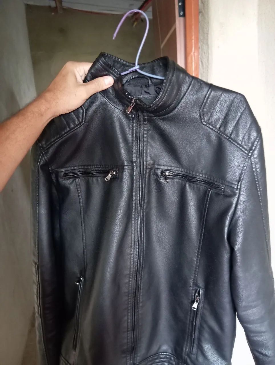 Casaco de couro sintético masculino  - Foto 4